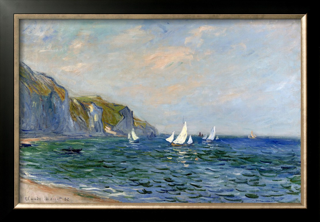 CLIFFS AND SAILBOATS AT POURVILL - Claude Monet Paintings